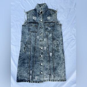 Thrill Distressed Denim Sleeveless Dress